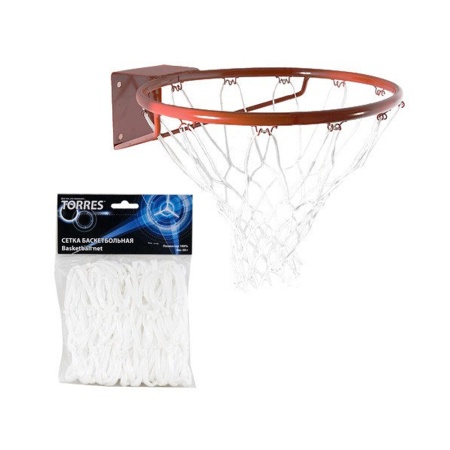 Купить Сетка баскетбольная Torres, нить 4 мм, белая в Белоярском 